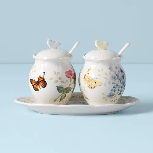 Vista 3 de Lenox Butterfly Meadow - Juego de condimentos de 7 piezas, color blanco