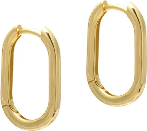 Vista 8 de 1 Inch Chunky Oval Hoop Huggie Earrings Sterling Silver Earrings for Women