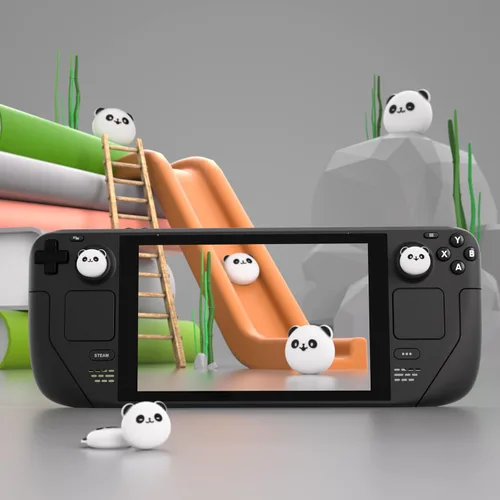 Vista 6 de PlayVital Thumb Grip Caps for Steam Deck LCD, Silicone Thumbsticks Grips Joystick Caps for Steam Deck OLED - Chubby Panda