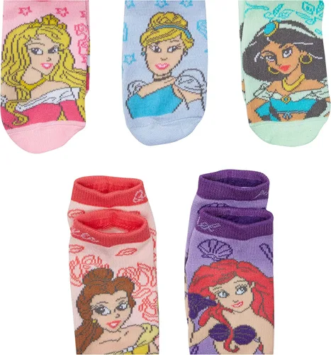 Vista 2 de Disney Paquete de 5 calcetines cortos de princesa para niñas