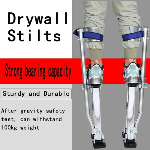 Vista 3 de findmall 24-40 Pulgadas De Drywall Stilts Grade Ajustable Auminum Tool Stilt Para Pintura o Limpieza - Plata
