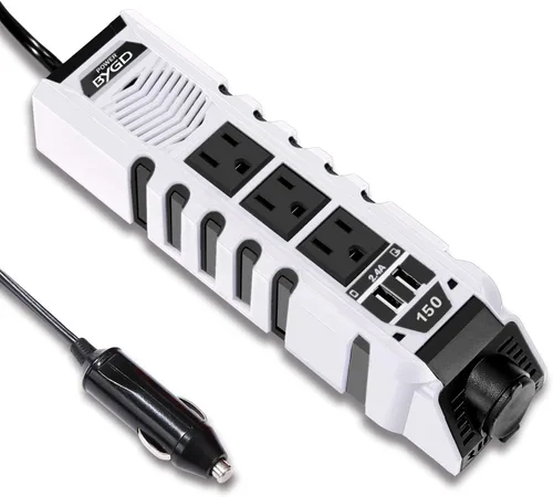Vista 10 de BYGD Inversor de corriente de coche de 150 W para vehículos, DC 12 V a 110 V CA adaptador de enchufe de coche convertidor de salida con 1 toma
