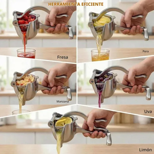 Vista 5 de Exprimidor manual y exprimidor de limón, exprimidor de cítricos de aluminio resistente de 0.6L, prensa de naranja, extractor de jugo de mano fácil