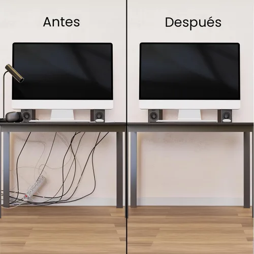 Vista 4 de EVEO Kit de gestión de cables debajo del escritorio (6 unidades) - Ocultador de cables para gestión de cables debajo del escritorio, ocultador