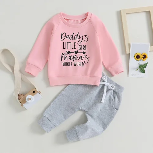 Vista 2 de Conjunto de sudadera de manga larga con estampado de corazón y cordón para el día de San Valentín