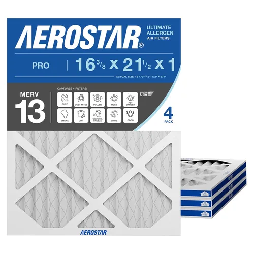 Vista 9 de Aerostar Filtro de aire MERV 8 de 16.375 x 21.5 x 1, 4 unidades, tamaño real (16.50 x 21.50 x 0.75), HVAC, aire acondicionado y filtro de horno que