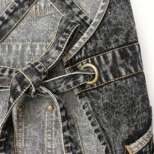 Vista 8 de Jeanerlor - Delantales de trabajo de mezclilla con bolsillos para mujeres y hombres, correas cruzadas y ajustables de S a XXXL, Negro