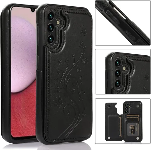 Vista 3 de Asuwish Funda de teléfono para Samsung Galaxy A14 5G con protector de pantalla de vidrio templado, tarjetero con soporte para tarjetero, soporte