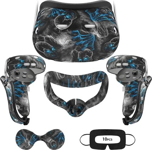 Vista 31 de Relohas Accessories for Oculus Quest 2, VR Accessory Set for Meta Quest 2, Include Controller Grip Leather Cover, VR Shell Cover, Face Cover, The