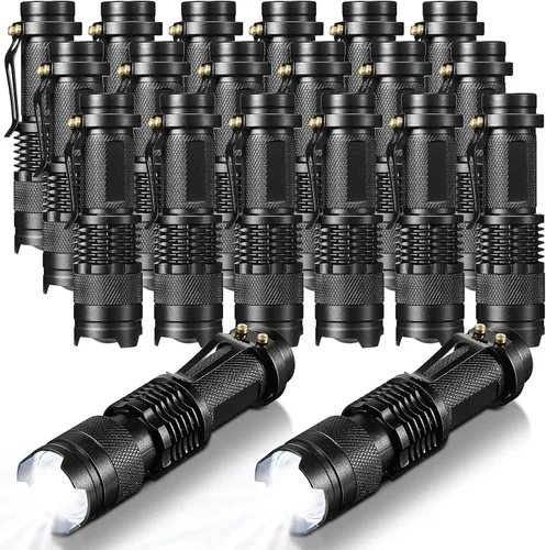 Vista 10 de Fumete 20 Piezas Linterna LED Mini 3 Modos Antorcha Táctica Pequeña Resistente al Agua Linterna de Bolsillo con Enfoque Ajustable Linterna Tipo
