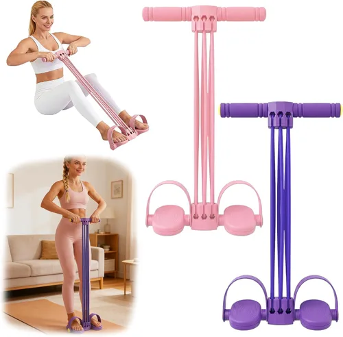 Vista 8 de Bandas de resistencia de pedal con asas, 6 tubos de goma natural para pedal de pie, banda de resistencia para entrenamiento de estiramiento