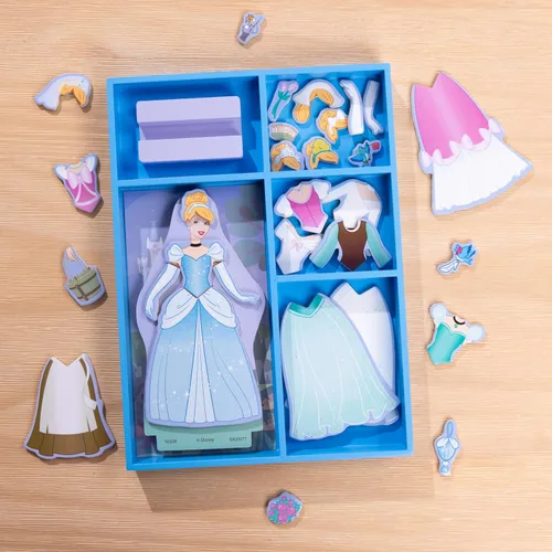 Vista 9 de Melissa & Doug Disney Cenicienta Princesa - Juego de muñecas magnéticas de madera para vestir, 30+ piezas