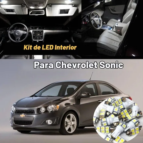 Vista 2 de Paquete de 10 bombillas LED para interiores de 6000 K súper blancas compatibles con Chevrolet Sonic 2012-2016