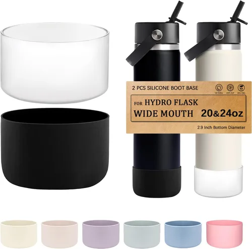 Vista 35 de HEYSKAY Funda Protectora de Silicona para Botellas de Agua Hydro Flask de Boca Ancha de 12oz 16oz 18oz 21oz 24oz Protector de Fondo y Otras Botellas