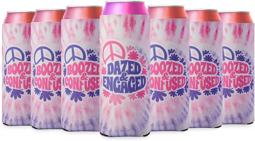 Vista 10 de Aturdido & Comprometido despedida de soltera Coozies Skinny Can Incluye Bride Coozie y Slim Bachelorette Coozies para fiesta de los 70