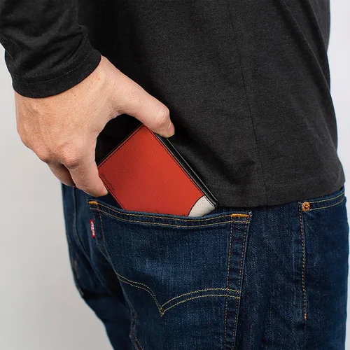 Vista 5 de Buckle-Down Cartera Bifold PU Turning Rojo Panda Rojo Con Sonriente Cara De Cerca Rojo