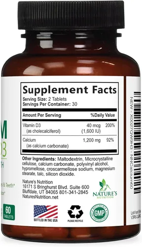 Vista 9 de Suplemento de calcio con vitamina D3-1200 mg de calcio por porción con D3 para una mejor absorción - Apoya la salud inmunológica, huesos y dientes
