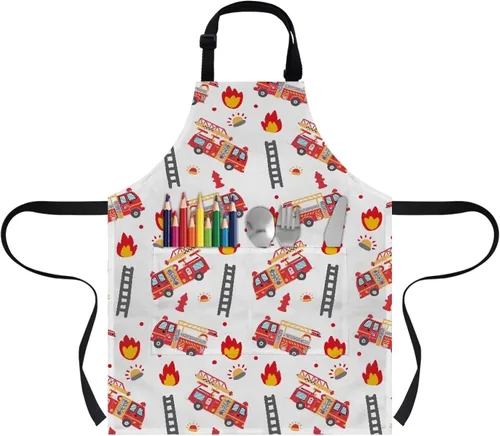Vista 10 de Cozeyat Delantales de cocina para niños y niñas, delantales de pintura con bolsillos, delantales ligeros con correa ajustable