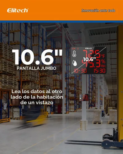 Vista 3 de Elitech Termómetro higrómetro Bluetooth reutilizable registrador de datos con pantalla grande de almacenamiento de datos, DR-230-THDE con doble