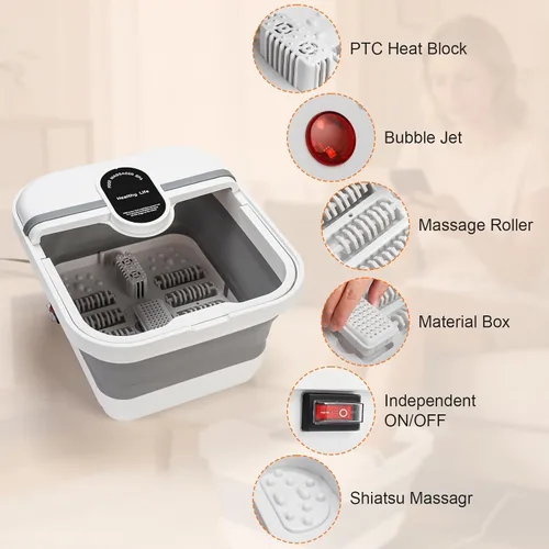 Vista 2 de Masajeador de baño plegable para pies con calor, burbujas A-blanco