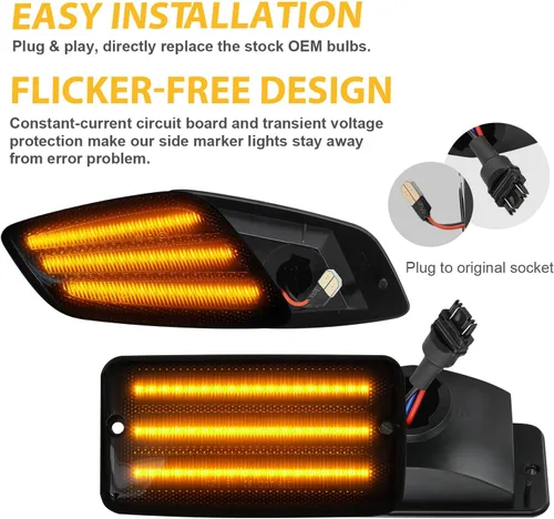Vista 4 de Bestview Luz de Señal de Giro Delantera y Luz Marcadora Lateral LED Compatible con Jeep Wrangler TJ 1997-2006, Kit de Luz de Señal de Giro