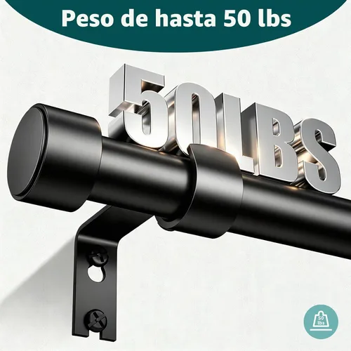 Vista 2 de Barras de cortina de 18 a 45 pulgadas, barra de cortina ajustable resistente de 1 pulgada para ventanas, barra de tratamiento de ventana corta