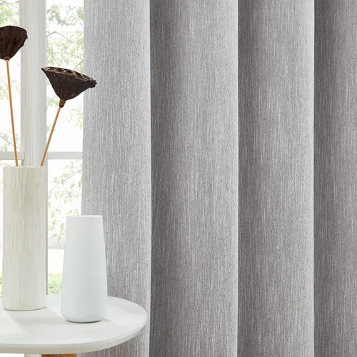 Vista 3 de Melodieux Elegantes cortinas opacas de algodón para oscurecer la habitación, para sala de estar, dormitorio, con aislamiento térmico, paneles