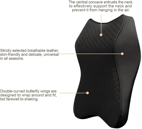 Vista 6 de Cojines para reposacabezas de asiento de automóvil, almohada ergonómica de espuma viscoelástica 3D para el cuello del auto con funda extraíble