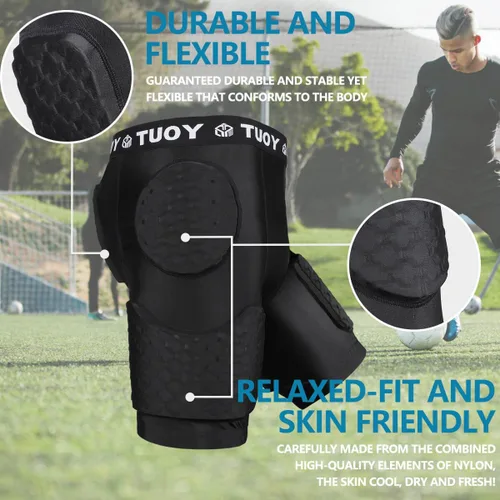 Vista 4 de TUOY Adult Padded Compression Shorts 5-Pad Football Girdle Hip Thigh Protector