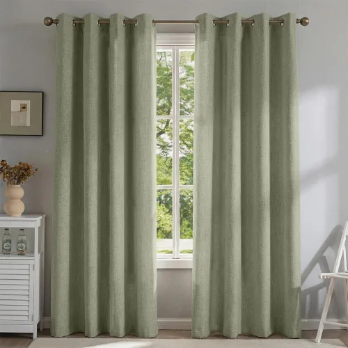 Vista 10 de Cortinas de lino libres de PFAS en negro de 63 pulgadas de largo, juego de 2 paneles, 100% cortinas opacas largas para dormitorio, sala de estar
