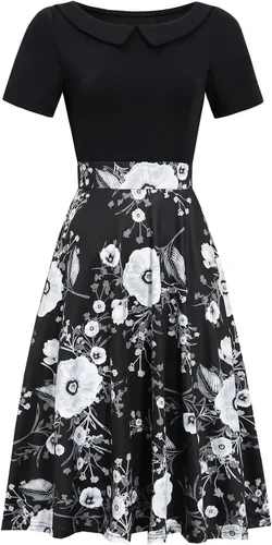 Vista 2 de HELYO - Vestidos con cuello Peter Pan para mujer, estilo casual, de verano, elegante, vintage, de algodón, con bolsillos, para la iglesia 978