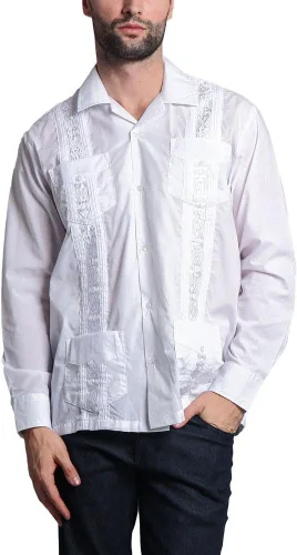 Vista 32 de G-style EE. UU. Remera playera mangas cortas de guayabera cubana para hombres