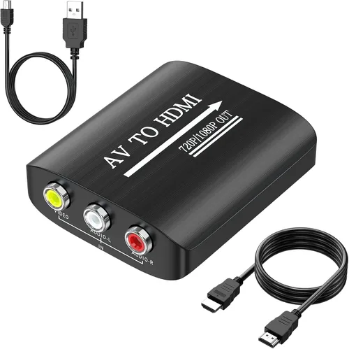 Vista 7 de GINGIN Convertidor AV a HDMI, adaptador AV a HDMI, compatible con 720p/1080p para reproductores de DVD PS1/PS2/PS3/Xbox