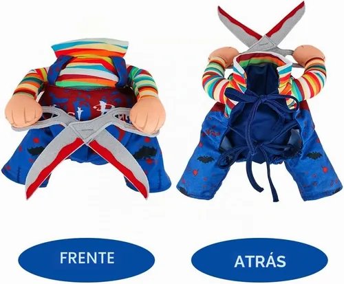 Vista 5 de NACOCO Disfraz de muñeca de Halloween para perro, estilo tijera, disfraz de mascota, Navidad, cosplay, muñeca ajustable, divertida ropa especial