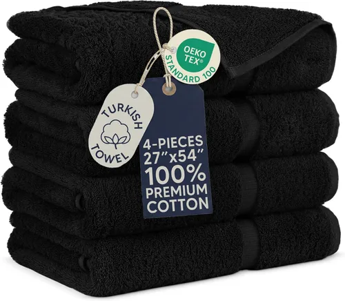 Vista 23 de Towel Bazaar Juego de toallas de 8 piezas, 100% algodón turco, color negro