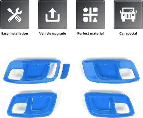 Vista 4 de RAZPOY Tapa de Cubierta de Boquilla de Manija Interior de Puerta Compatible con Dodge Charger 2011-2023 y Chrysler 300 (Azul)