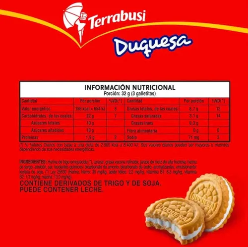 Vista 2 de Terrabusi Galletitas Duquesa 4.06 oz. - Paquete de 2 Galletas Dulces con Relleno Sabor Limón 4 oz - Paquete de 2