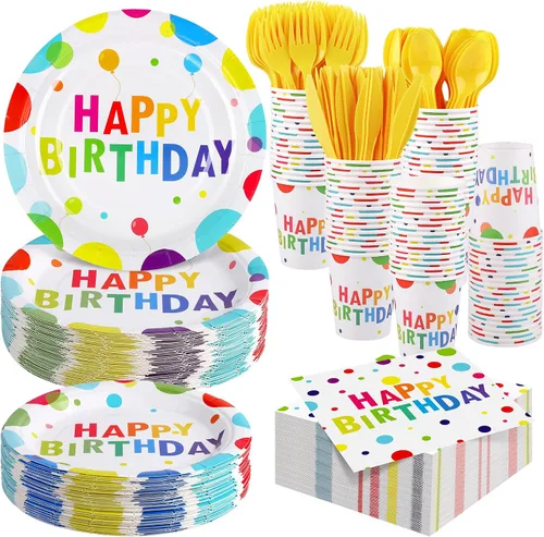 Vista 20 de Kochorie Juego de vajilla desechable de béisbol de 400 piezas, suministros para fiestas de béisbol con platos, tazas, servilletas, cubiertos para 50