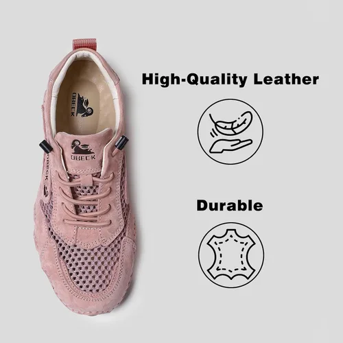Vista 3 de JishinGal Zapatos deportivos de malla para exteriores para senderismo y caminar, zapatos deportivos de verano para mujer, malla transpirable