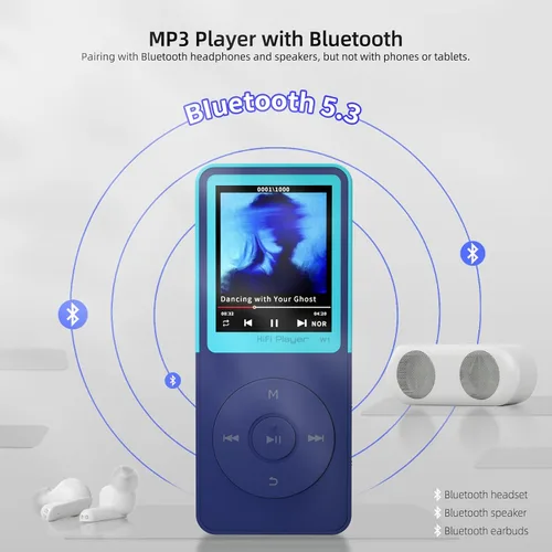 Vista 6 de Reproductor de MP3 con Bluetooth, reproductor de música portátil, reproductor de música MP3 Bluetooth con radio FM, grabadora, libro electrónico