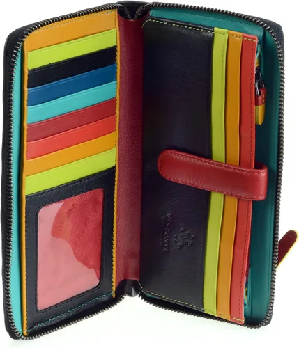 Vista 4 de Visconti STR5 - Cartera grande de cuero con bloqueo RFID seguro para mujer, con cremallera, color negro
