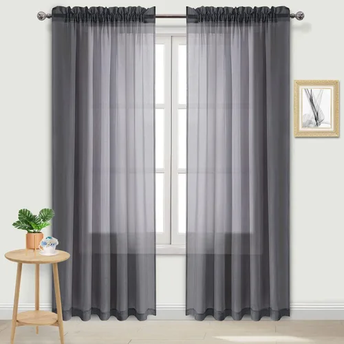 Vista 72 de DWCN Cortinas Transparentes Aqua de Voile Semitransparente con Bolsillo para Barra para Dormitorio y Sala de Estar, 36 x 36 pulgadas de Largo, Juego