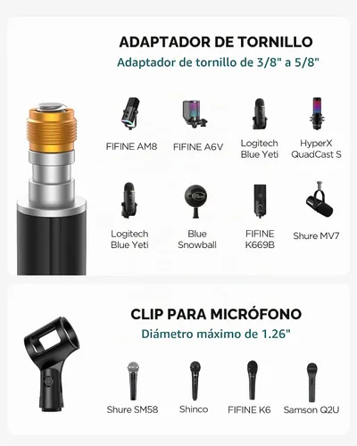 Vista 5 de InnoGear Soporte de micrófono telescópico, altura ajustable de 22 a 68 pulgadas, soporte de micrófono con base ponderada en el suelo, soporte