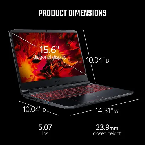 Vista 4 de Acer Nitro 5, Intel Core i5-10300H, NVIDIA GeForce RTX 3050, pantalla Full HD IPS de 144 Hz de 15.6 pulgadas, Killer Ethernet E2600, WiFi 6, DTS X®