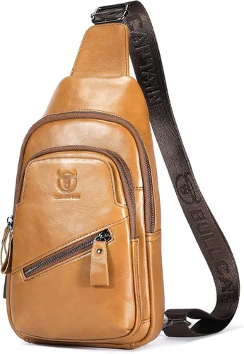 Vista 66 de LUKZIJAES Bolso bandolera de cuero genuino para hombre