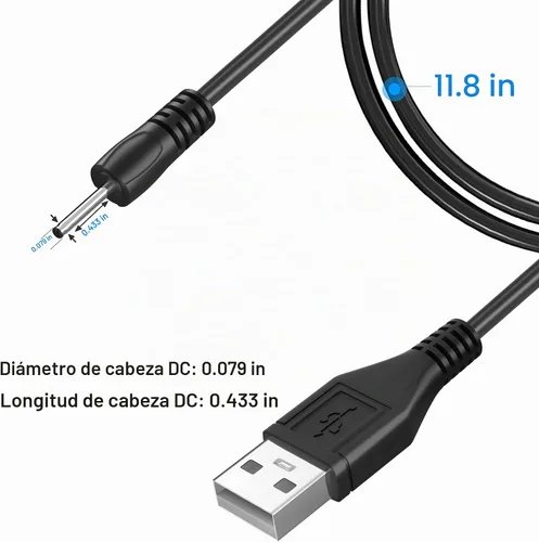Vista 3 de PChero Cable de carga USB a CC de 0.1 in para Mini S530 Auriculares Negro - 1 pieza