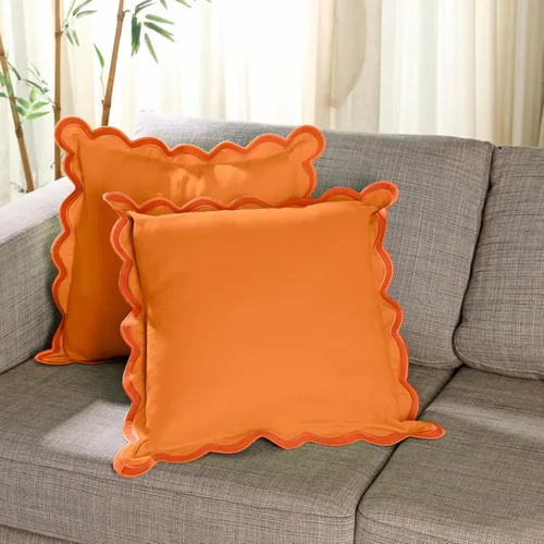 Vista 24 de Fundas de almohada Folkulture Juego de 2 fundas de almohada decorativas (50 x 50 cm) Fundas de almohada azules de algodón para sofá o lindas