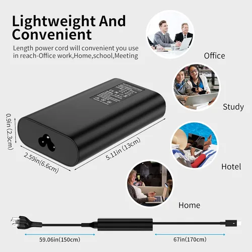 Vista 8 de Cargador para portátil USB C de 90 W compatible con Dell Latitude 5480 5490 5580 7490 7480 7390 XPS 13 9380 9370 9365 9360 XPS 15 9560 LA90PM170
