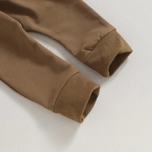 Vista 8 de Ursobutegl Ropa para bebé niño pequeño, sudadera con capucha y bloques de color, 2 piezas, sudadera para otoño e invierno