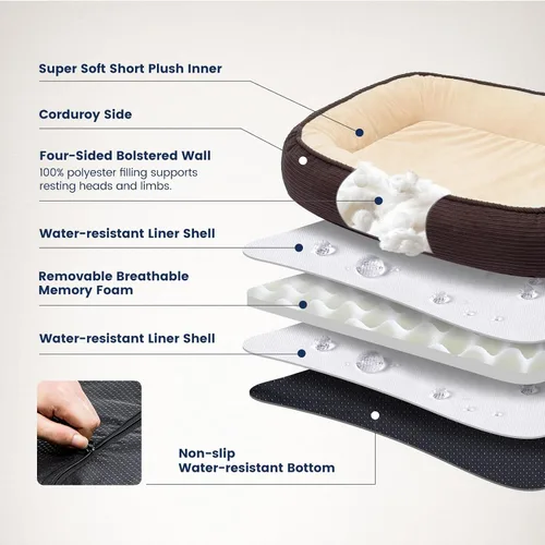Vista 3 de Cama ortopédica para perros de tamaño grande, funda lavable para perros, cama de espuma para gatos mayores, cama ovalada para perreras, sofá cama